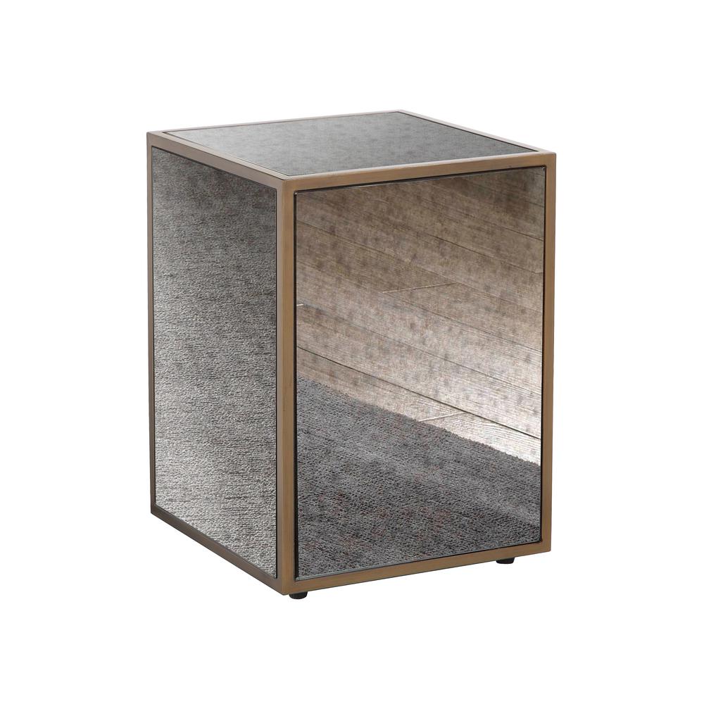 Mirrored Side Table with Modern Style and Adjustable Shelf, Made of MDF