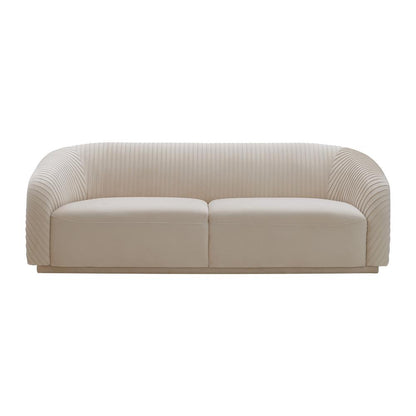 Yara Pleated Beige Velvet Sofa