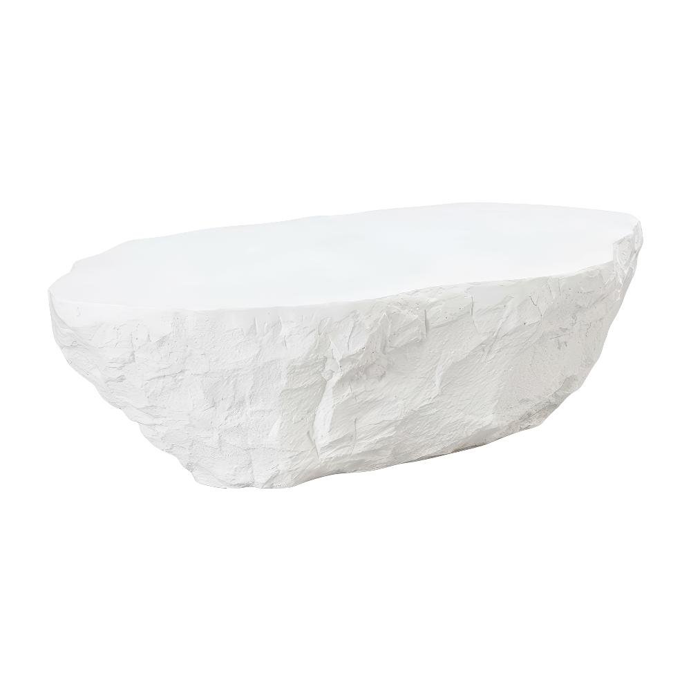White Concrete Coffee Table, Sturdy Durable Construction, 220 lb Weight Capacity