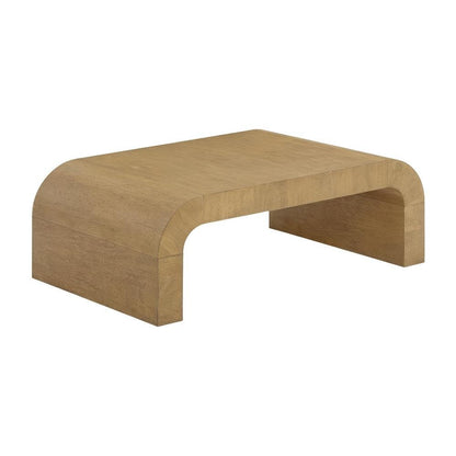 Brown MDF Wood Coffee Table with Rubberwood Legs and Veneer Top