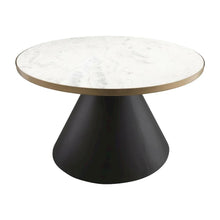 Black Marble Coffee Table with Iron Frame and Gold Accents for Living Room