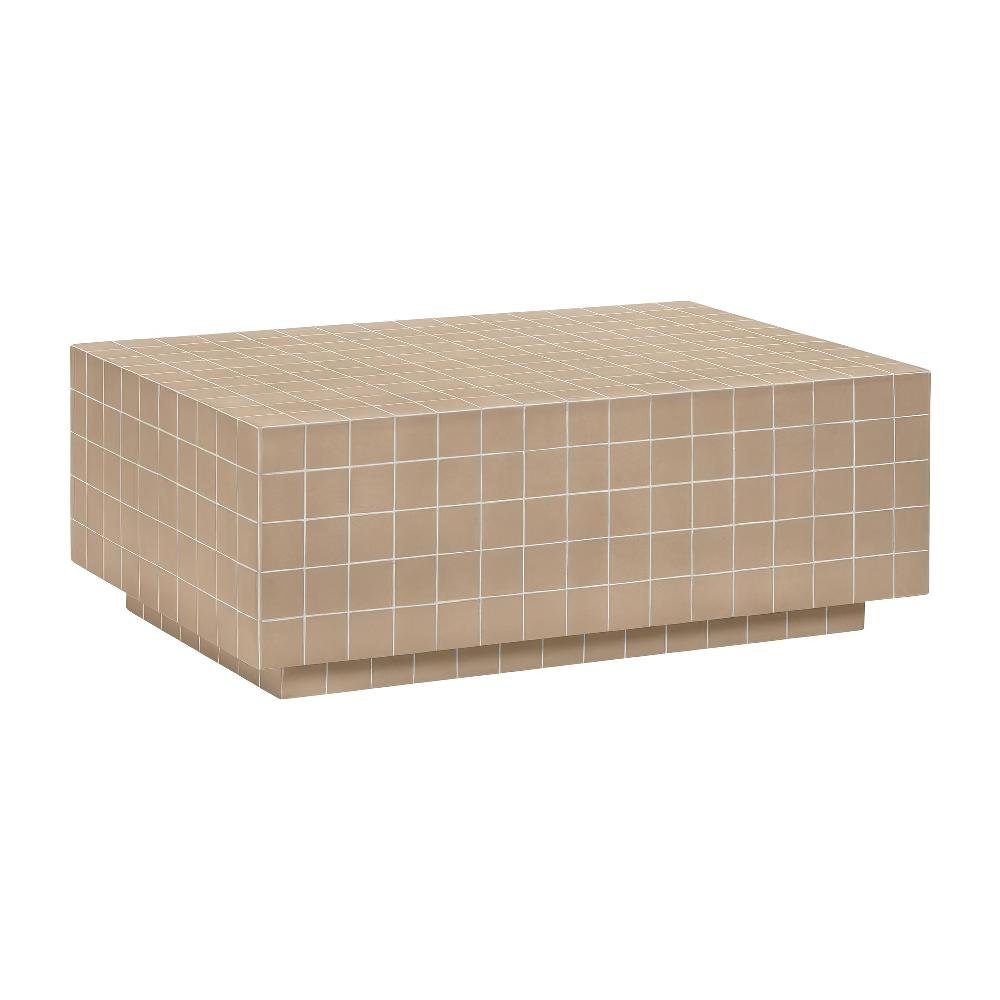 Gray Concrete Coffee Table with Taupe Legs and Durable Construction