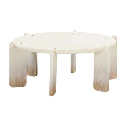 Beige MDF and Oak Coffee Table with Cream Legs and Sturdy Design