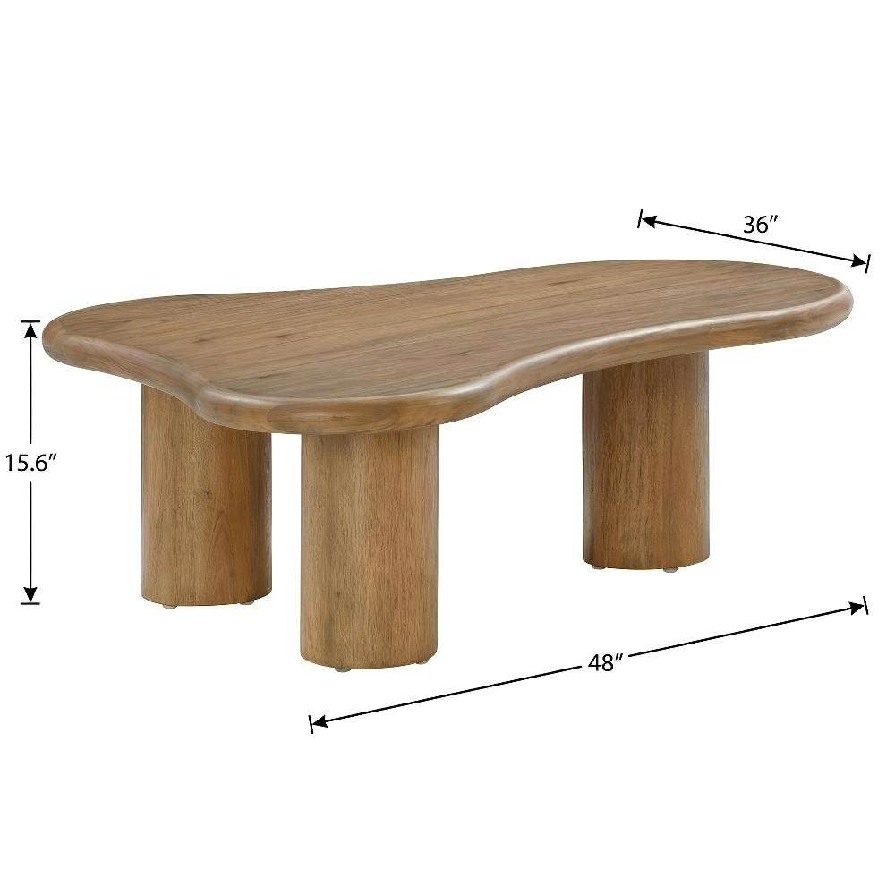 Brown Cognac Coffee Table with Acacia Legs and Plywood Top Durable Wood Surface
