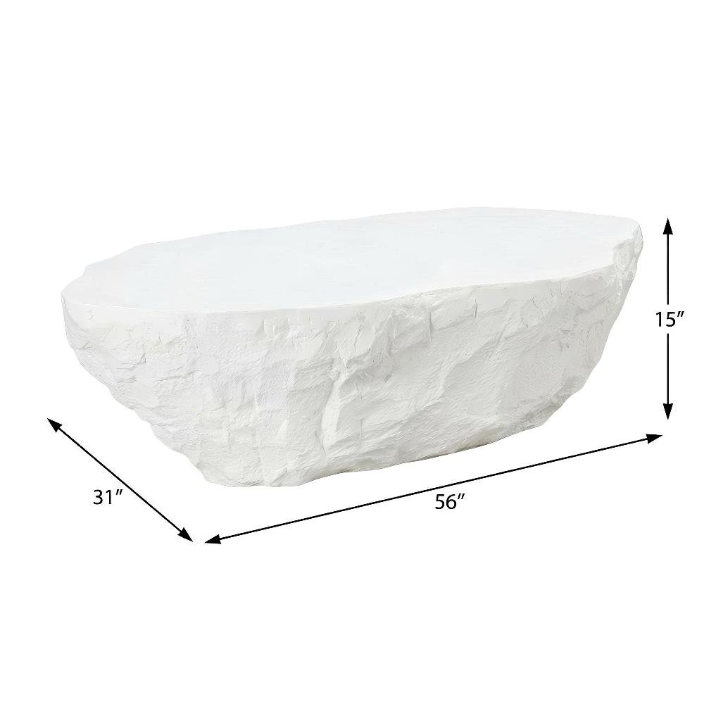 White Concrete Coffee Table, Sturdy Durable Construction, 220 lb Weight Capacity