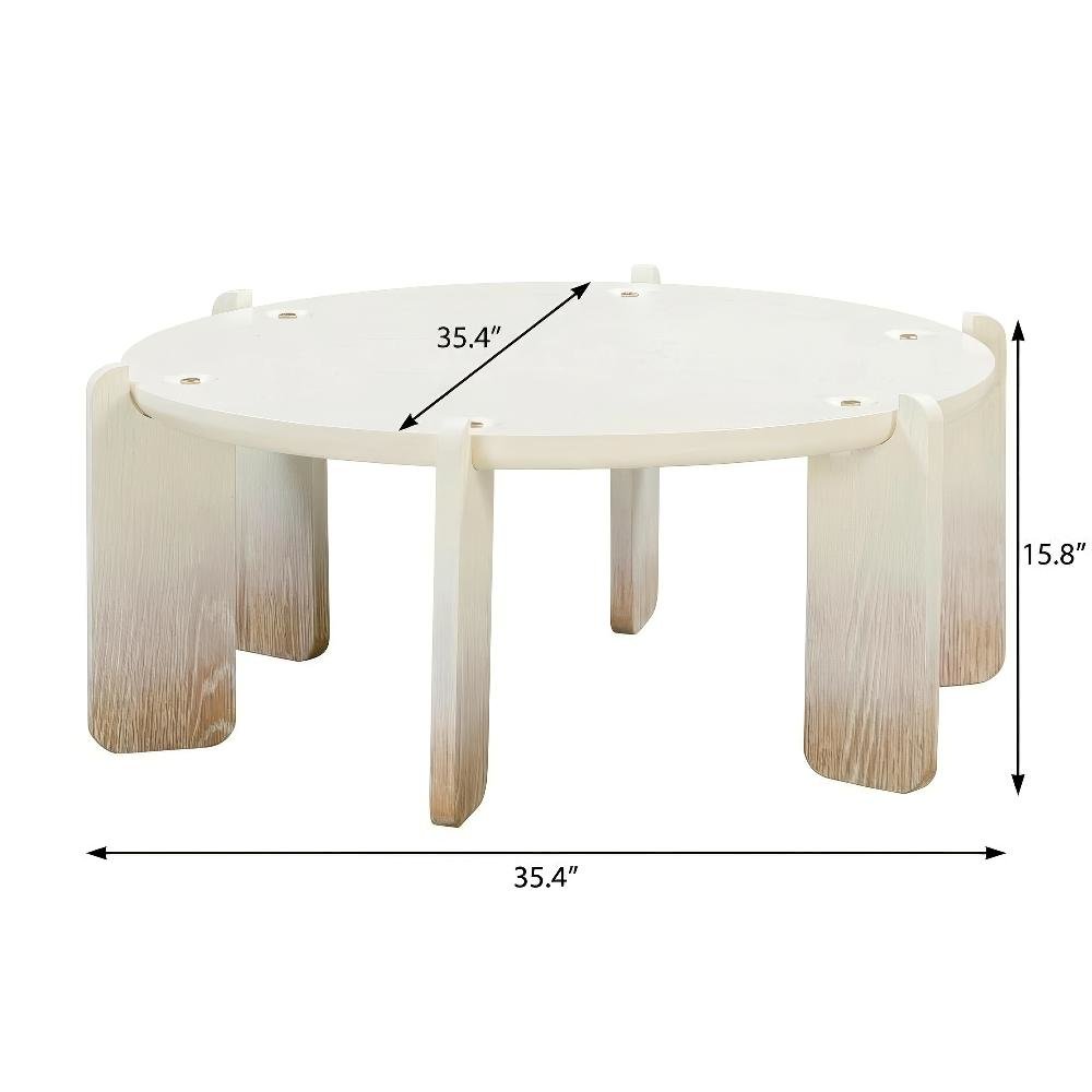 Beige MDF and Oak Coffee Table with Cream Legs and Sturdy Design