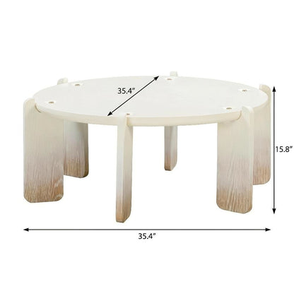 Beige MDF and Oak Coffee Table with Cream Legs and Sturdy Design