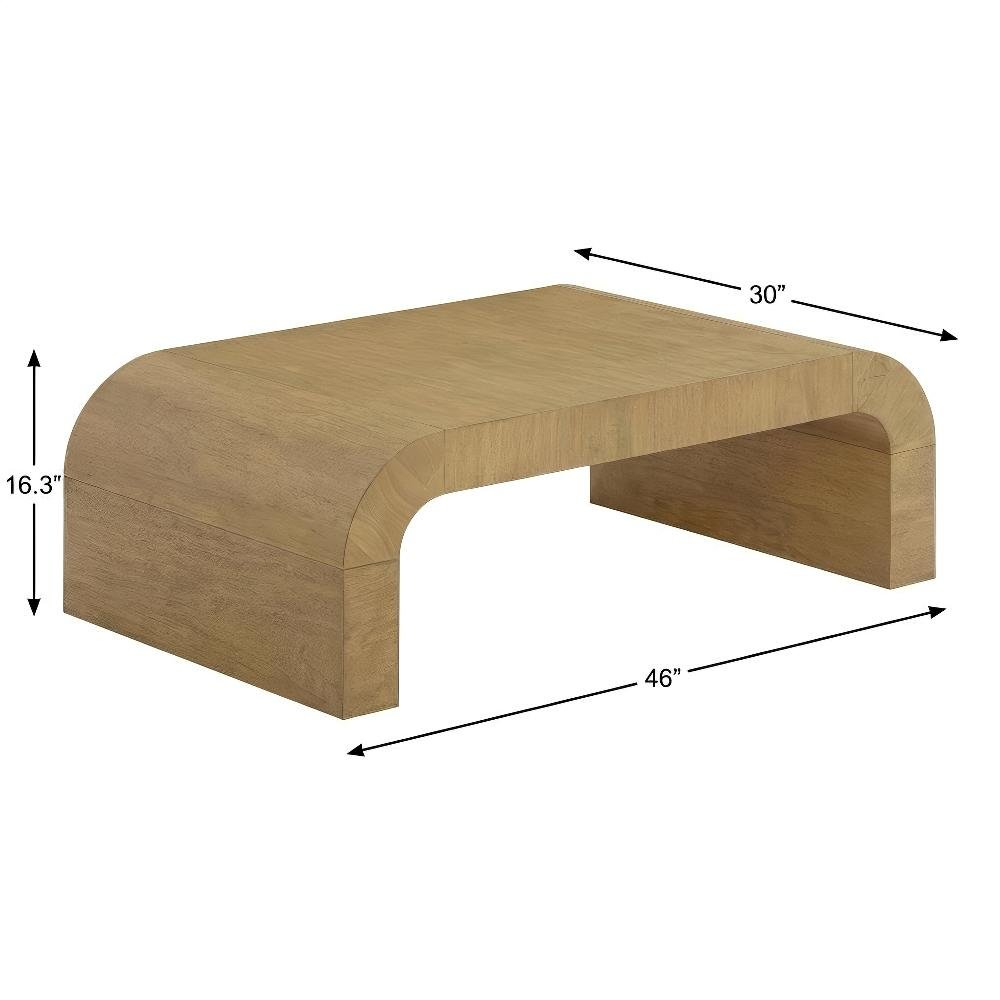 Brown MDF Wood Coffee Table with Rubberwood Legs and Veneer Top