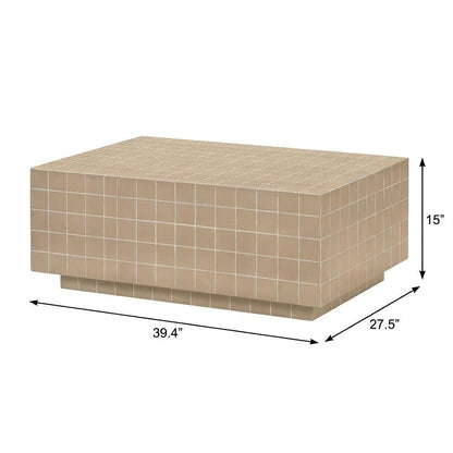 Gray Concrete Coffee Table with Taupe Legs and Durable Construction