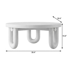 White Concrete Coffee Table with Solid Legs and 1-Piece Durable Design