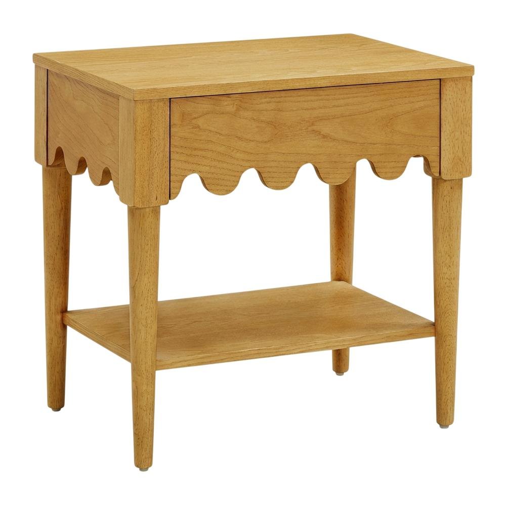 Ash Nightstand with Soft Close Drawers and Rubberwood Legs