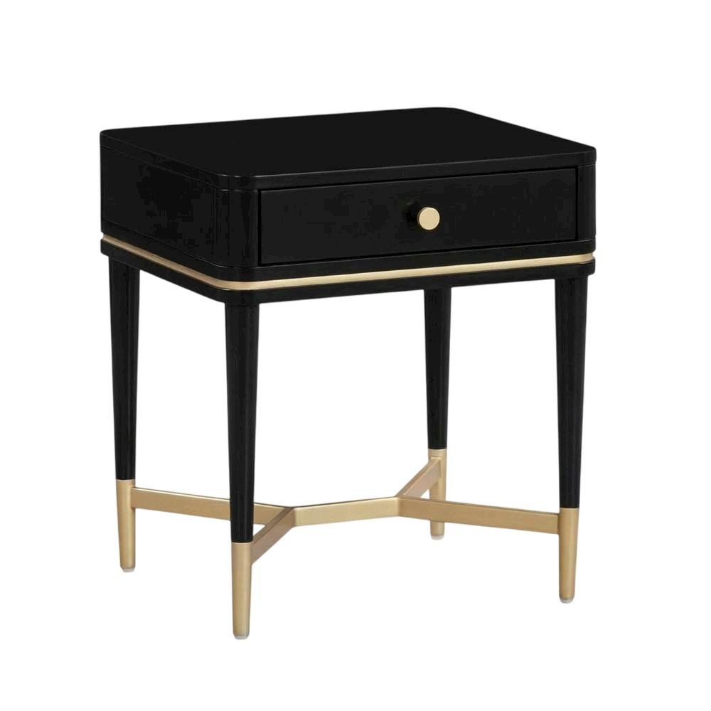 Black Nightstand with Soft-Close Drawers and Modern Style