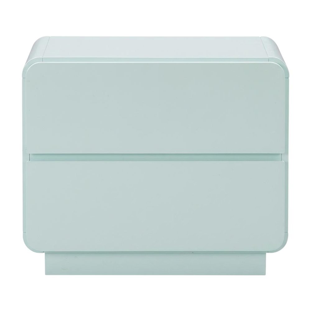 Blue Bedroom Nightstand with Soft-Close Drawers and Acacia Legs
