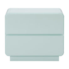 Blue Bedroom Nightstand with Soft-Close Drawers and Acacia Legs