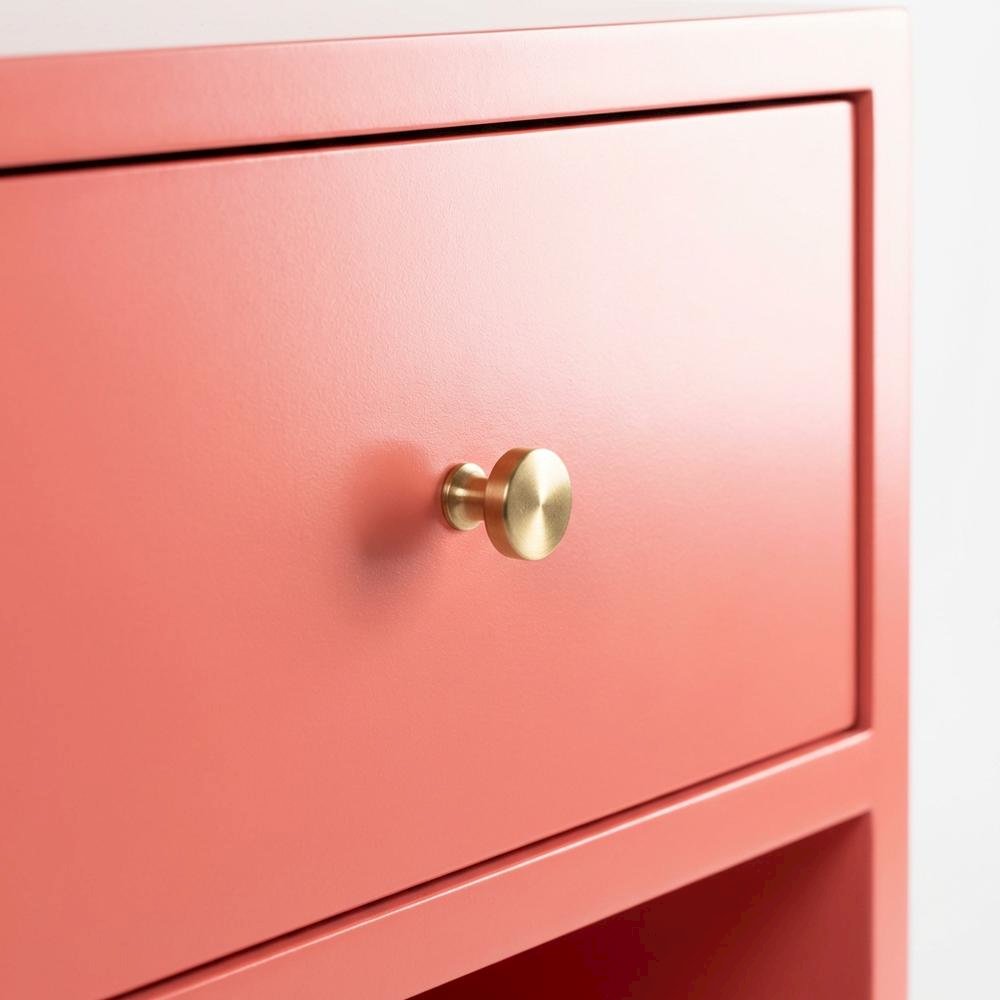Pink Rattan Nightstand with Soft Close Drawer and Mdf Legs