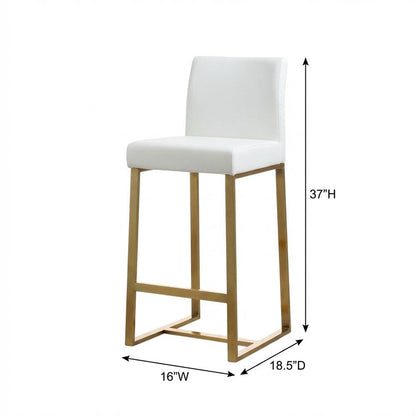 Contemporary White and Gold Steel Counter Stool Set with Cushioned Seats