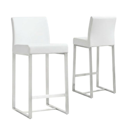 White Stainless Steel Counter Stool Set - Modern, Durable, 2-Pack