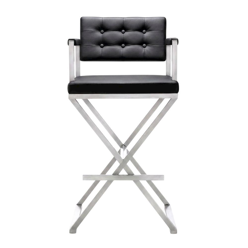 Black Steel Barstool with Modern Design and Sturdy Construction
