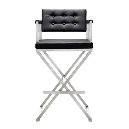 Black Steel Barstool with Modern Design and Sturdy Construction
