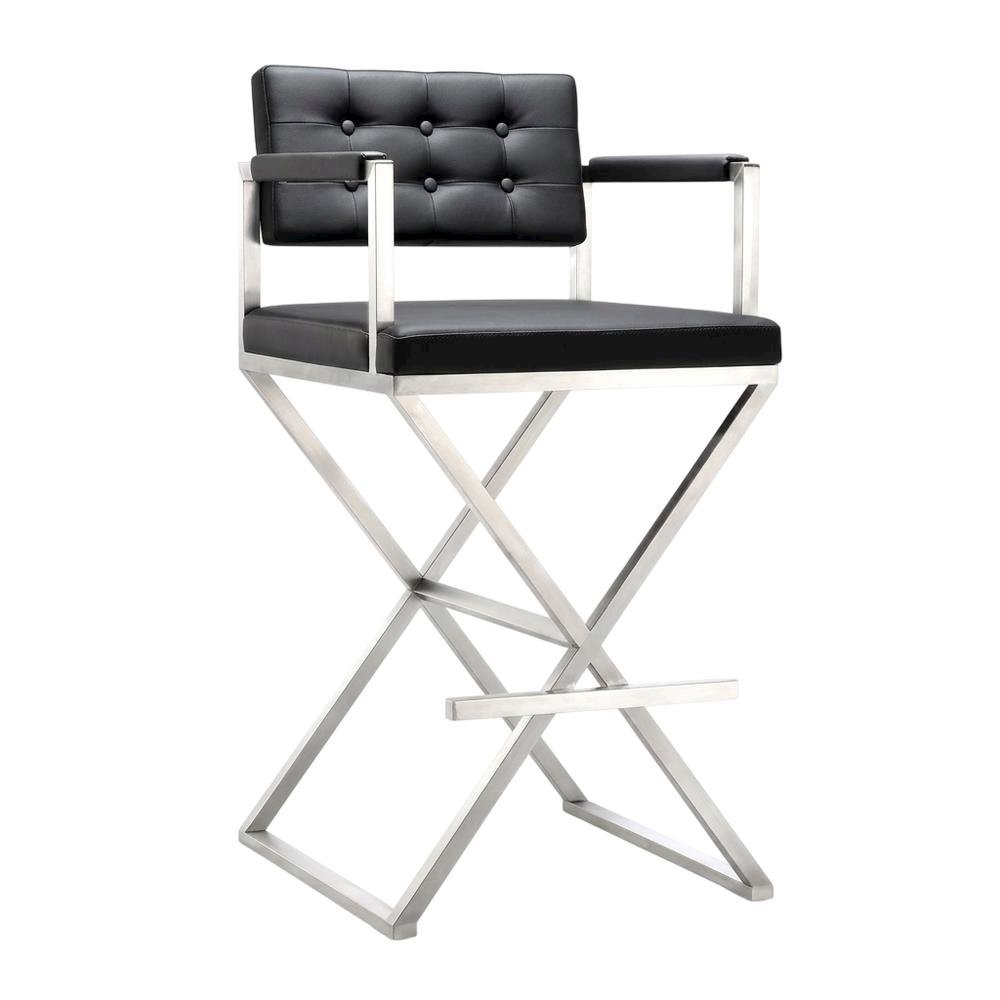 Black Steel Barstool with Modern Design and Sturdy Construction