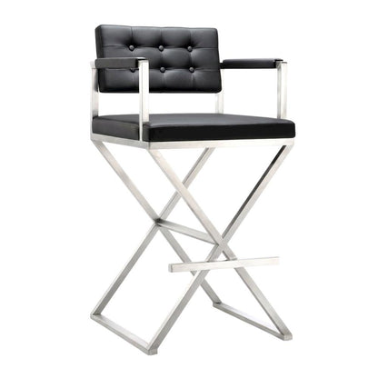 Black Steel Barstool with Modern Design and Sturdy Construction