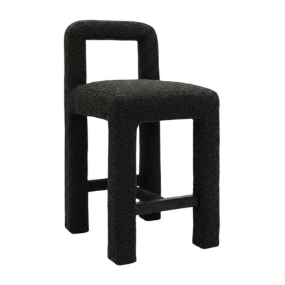 Black Boucle Counter Stool with Modern Design and Comfortable Seat