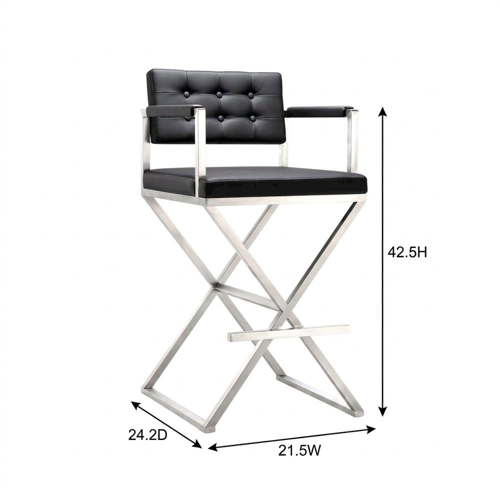 Black Steel Barstool with Modern Design and Sturdy Construction