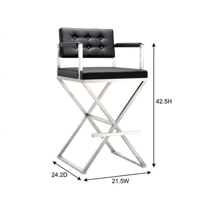 Black Steel Barstool with Modern Design and Sturdy Construction