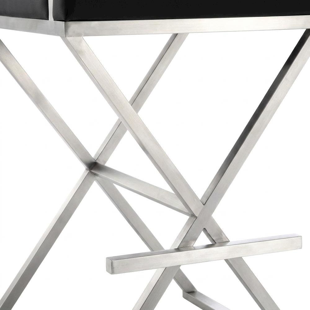 Black Steel Barstool with Modern Design and Sturdy Construction