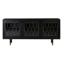 Acacia Wood Buffet Cabinet with Storage, Sideboard and Iron Legs, Black
