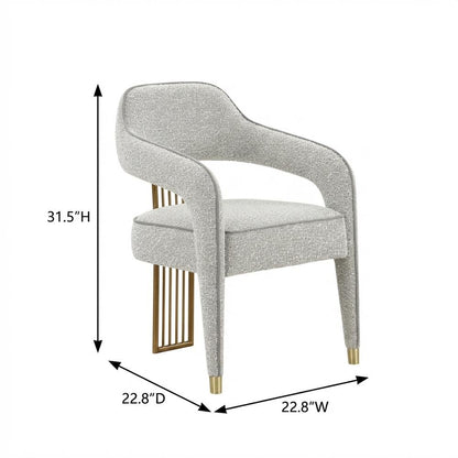 Boucle Dining Chair with Gold and Grey Legs for Elegant Meals