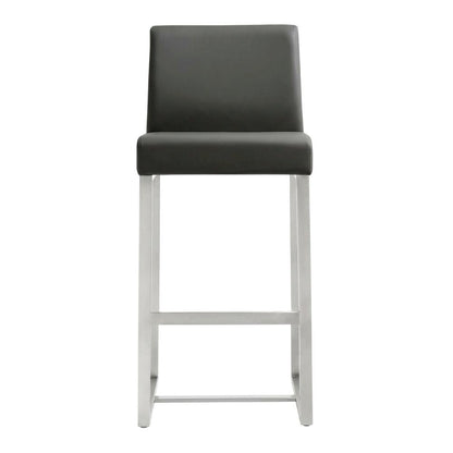 Grey Stainless Steel Counter Stool Set with Fiber-Wrapped Foam Seats