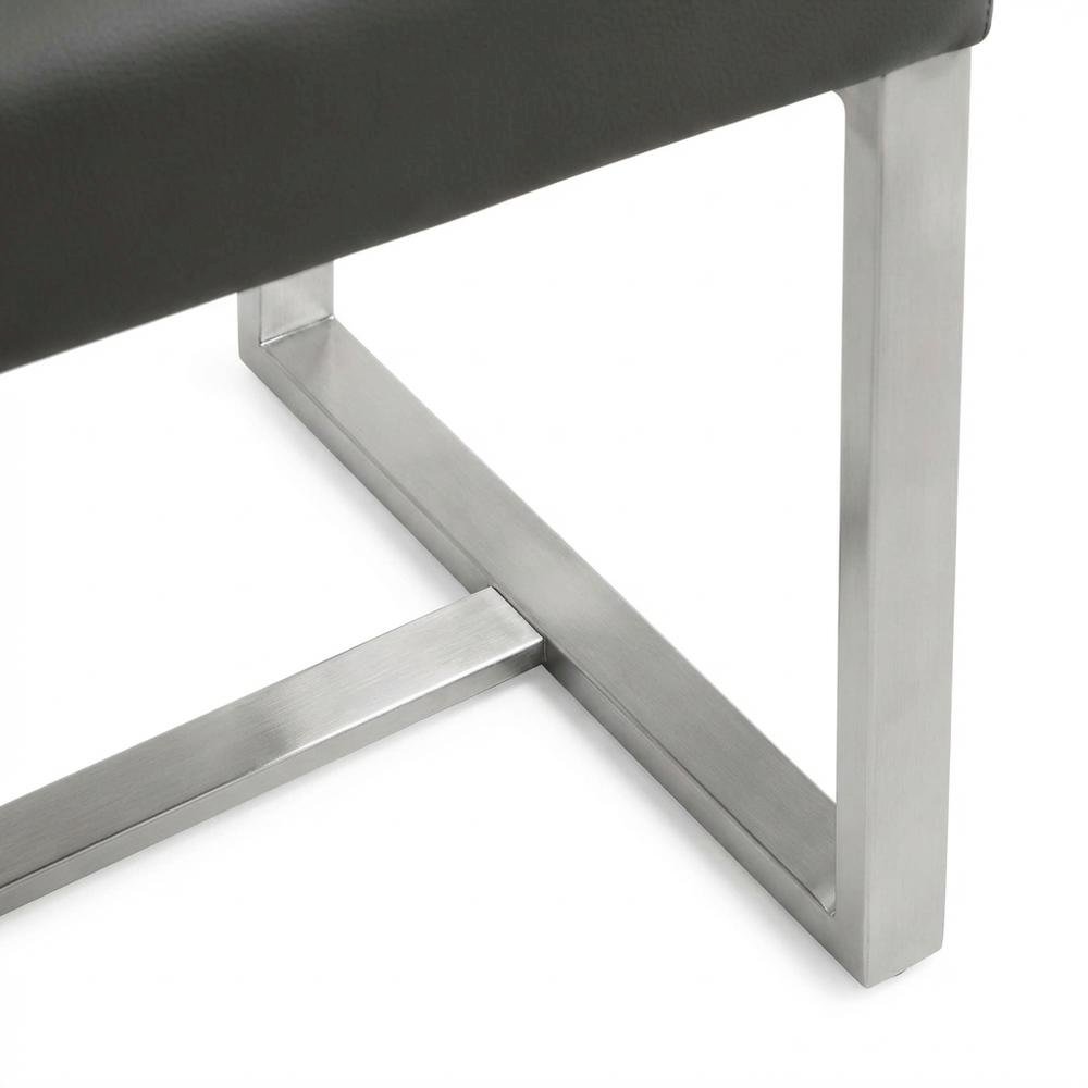 Grey Stainless Steel Counter Stool Set with Fiber-Wrapped Foam Seats