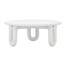 White Concrete Coffee Table with Solid Legs and 1-Piece Durable Design