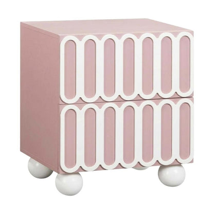 Mauve Nightstand with Soft Close Drawers and Rubberwood Legs