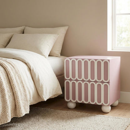 Mauve Nightstand with Soft Close Drawers and Rubberwood Legs