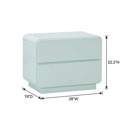 Blue Bedroom Nightstand with Soft-Close Drawers and Acacia Legs