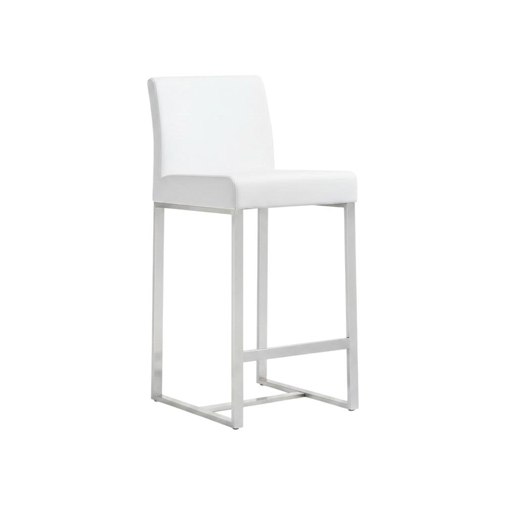 White Stainless Steel Counter Stool Set - Modern, Durable, 2-Pack