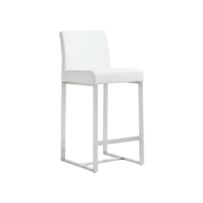 White Stainless Steel Counter Stool Set - Modern, Durable, 2-Pack