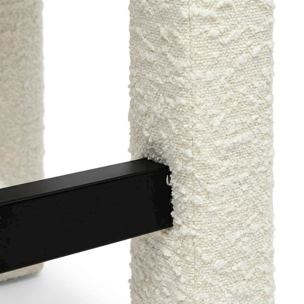 Cream Boucle Counter Stool with Upholstered Seat and Modern Design