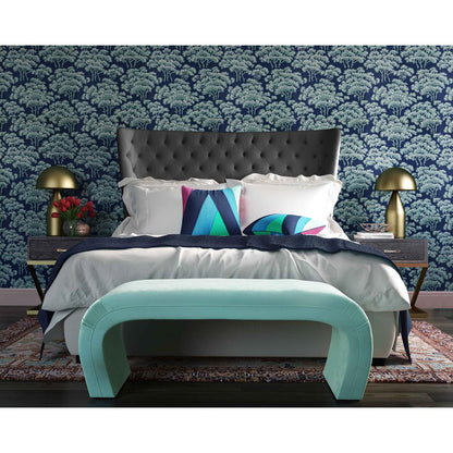 Kenya Bright Blue Velvet Bench