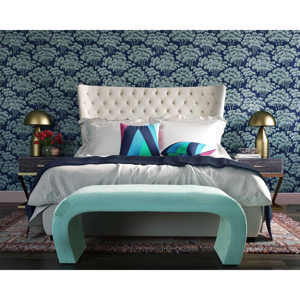 Kenya Bright Blue Velvet Bench