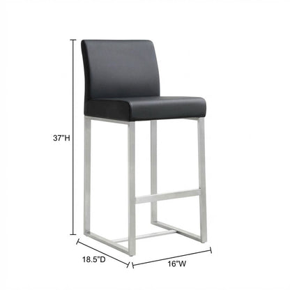 Stainless Steel Counter Stool Set, Adjustable Seat Height and Foam Cushions