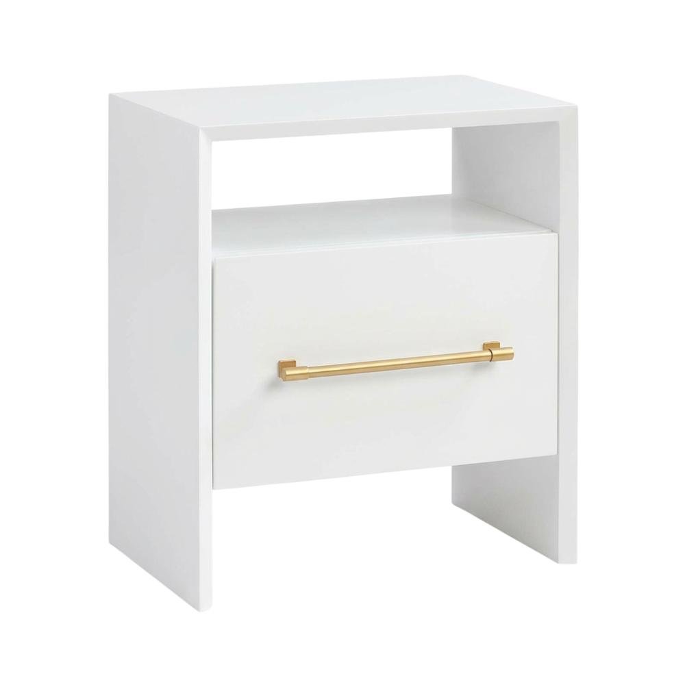 White Nightstand with Adjustable Shelf and Mdf Legs for Bedroom Storage
