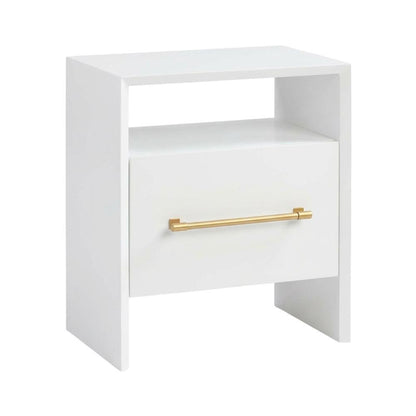 White Nightstand with Adjustable Shelf and Mdf Legs for Bedroom Storage