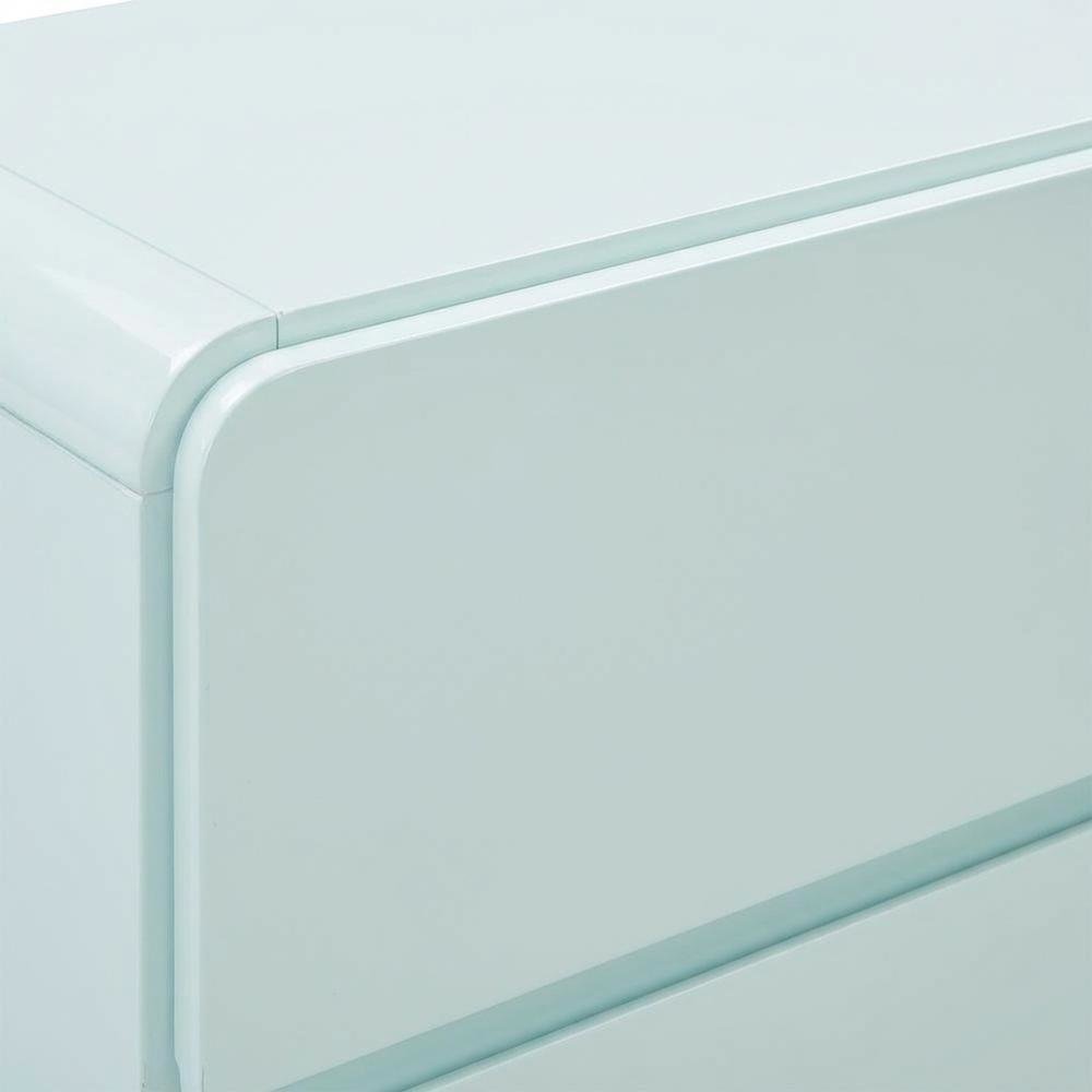 Blue Bedroom Nightstand with Soft-Close Drawers and Acacia Legs