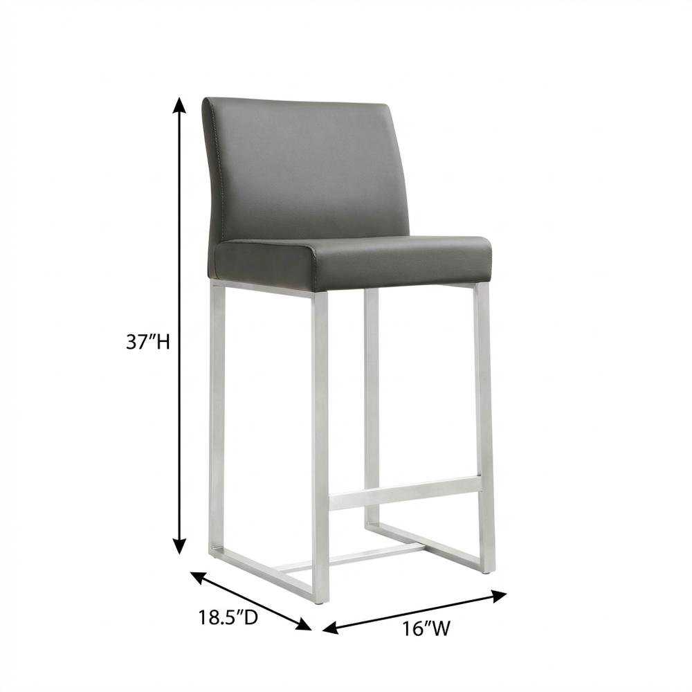 Grey Stainless Steel Counter Stool Set with Fiber-Wrapped Foam Seats
