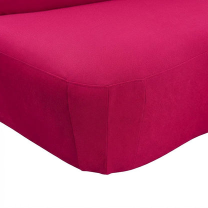 Hot Pink Velvet Loveseat With Sculpted Back, A Unique Lips Sofa Design