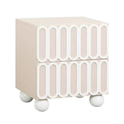 Taupe Nightstand with Wooden Legs and Soft Close Drawer for Bedroom