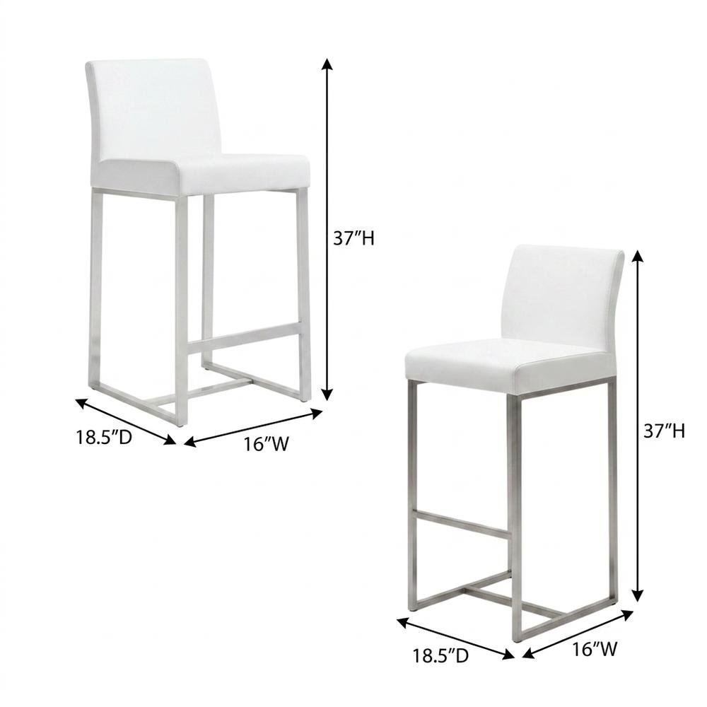 White Stainless Steel Counter Stool Set - Modern, Durable, 2-Pack